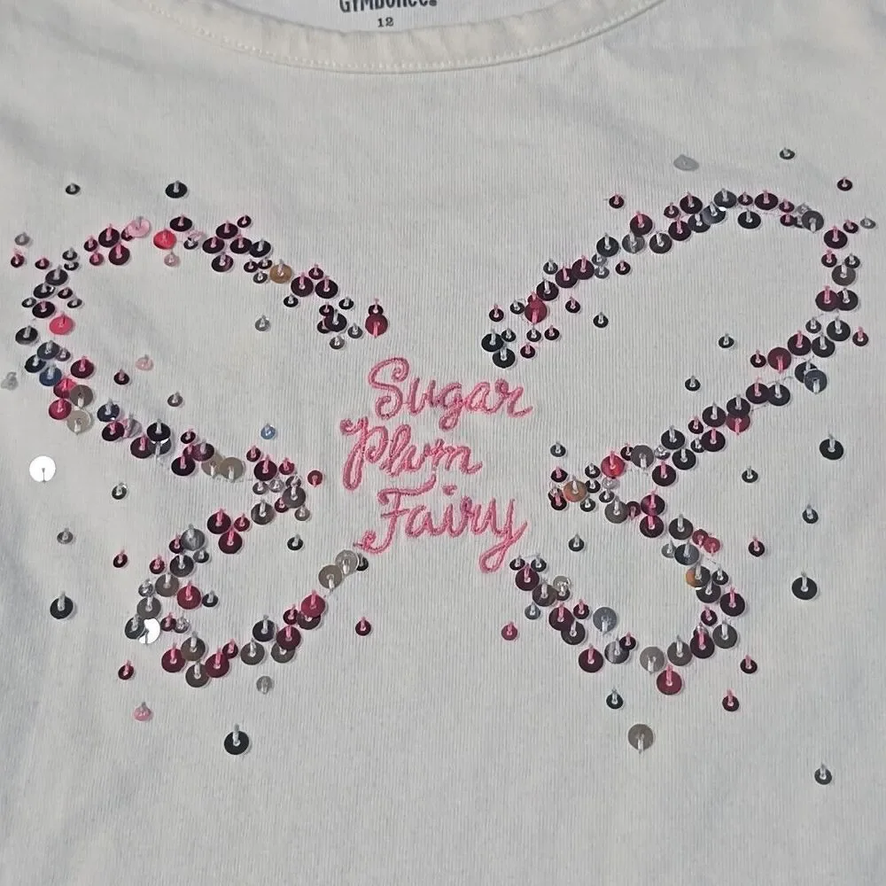 Gymboree 2pc Outfit Set Girls 12 Ivory Pink Plaid Butterfly Sugar Plum FairyCore